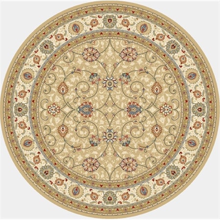 Dynamic Rugs Ancient Garden 5 ft. 3 in. Round 57120-2464 Rug - Light Gold/Ivory ANR5571202464